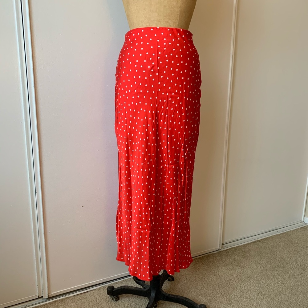 Polka dot bias cut skirt
